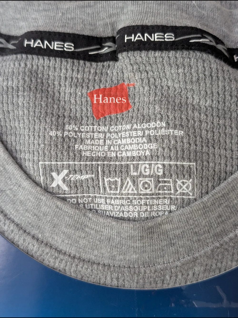 Hanes X-Temp Men's 2-Pc Thermal Top & Fleece Pajama Set L Gray/Black Plaid